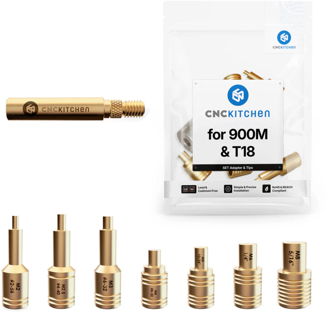 CNC Kitchen  Einschmelzhilfen + 900M & T18 Adapter    Hochwertige Lötspitzen aus Messinglegierung