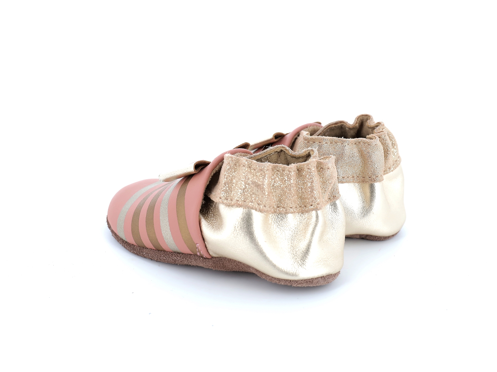 Robeez-SHINY BOW TIE Cuir Or rose