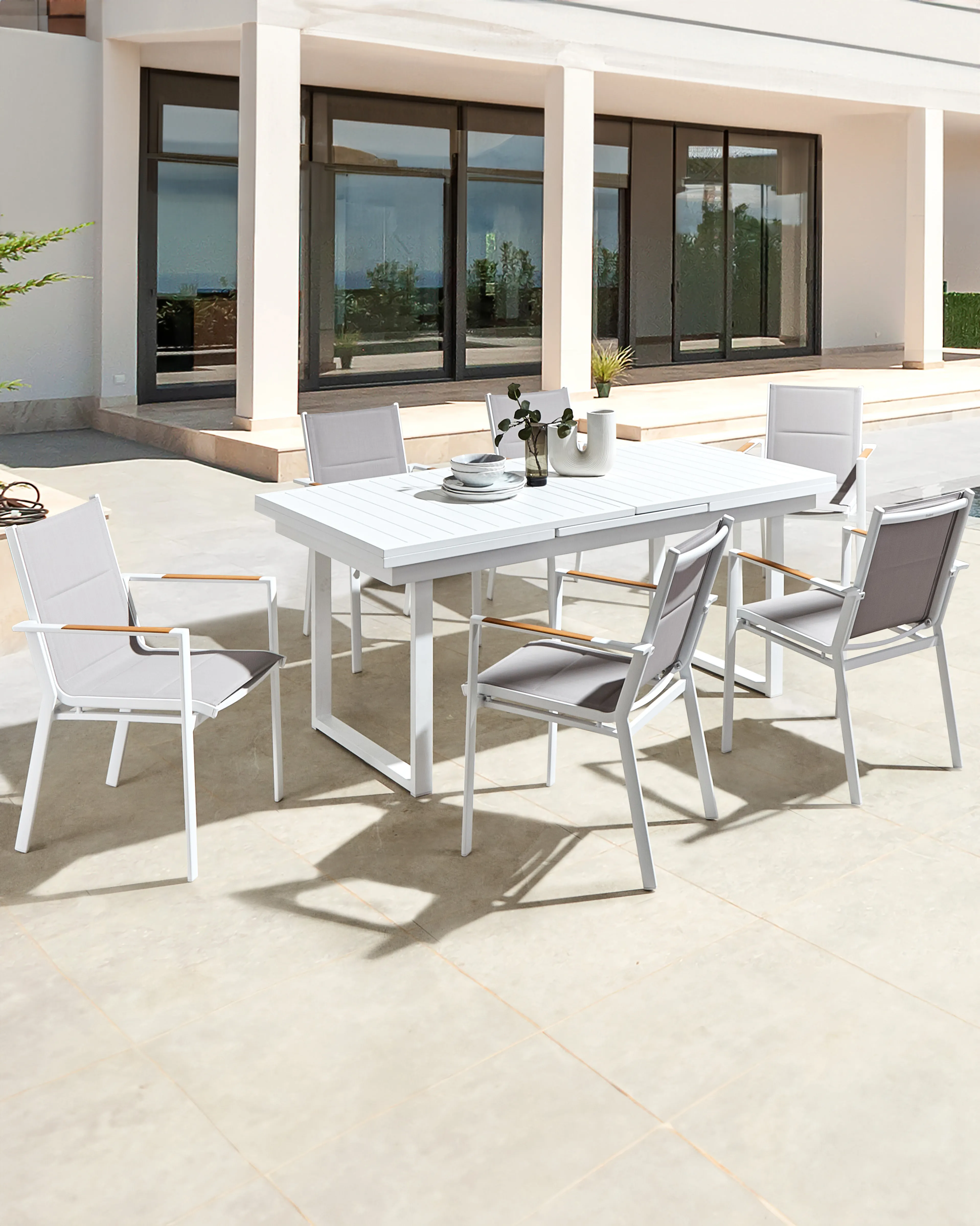 Set van 6 tuinstoelen BUSSETO Metaal Grijs