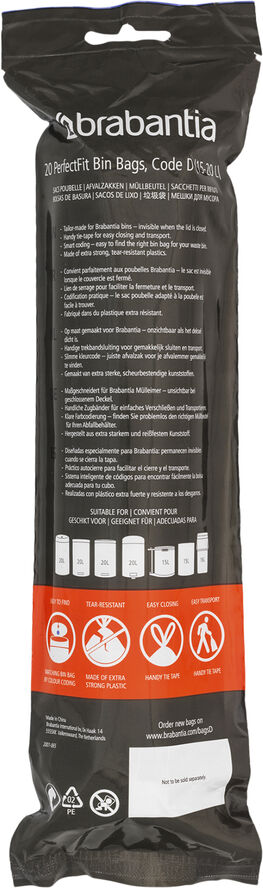 Brabantia Affaldspose 15 ltr. 20 stk. White