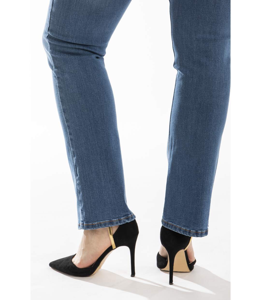 Jeans coupe droite bootcut stone brossé BLEU