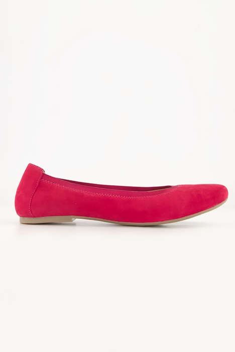 Leder-Ballerinas, Veloursleder, elastischer Einstieg, Weite H