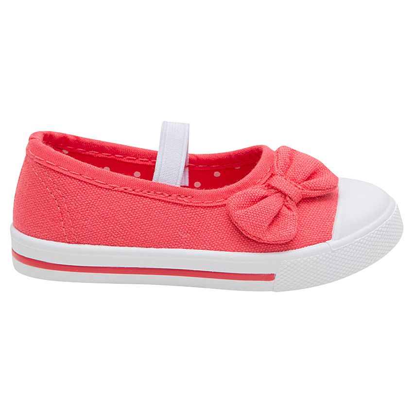 Babies corail en toile avec noeud et lanière élastiquée du 20 au 23 - Fuchsia