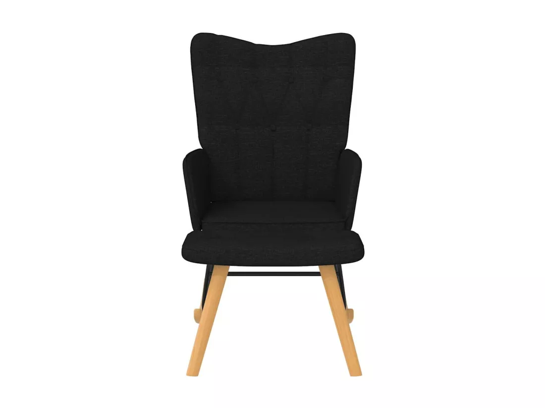 Chaise à bascule avec repose-pied Noir Tissu