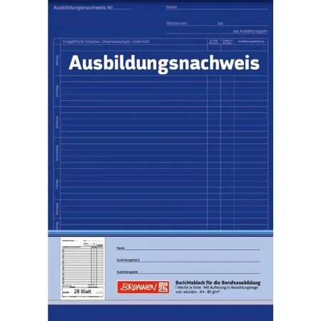 BRUNNEN Ausbildungsnachweis Block, A4, 28 Blatt