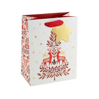 Scandi Red Trees Med Portrait Gift Bag