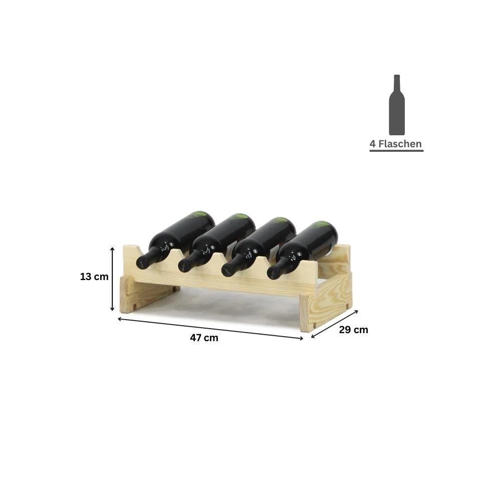 PROREGAL Wijnrek Vinoteca Flex HxBxD 13 x 47 x 29 cm 4 Flessen Massief grenenhout Bruin Geolied