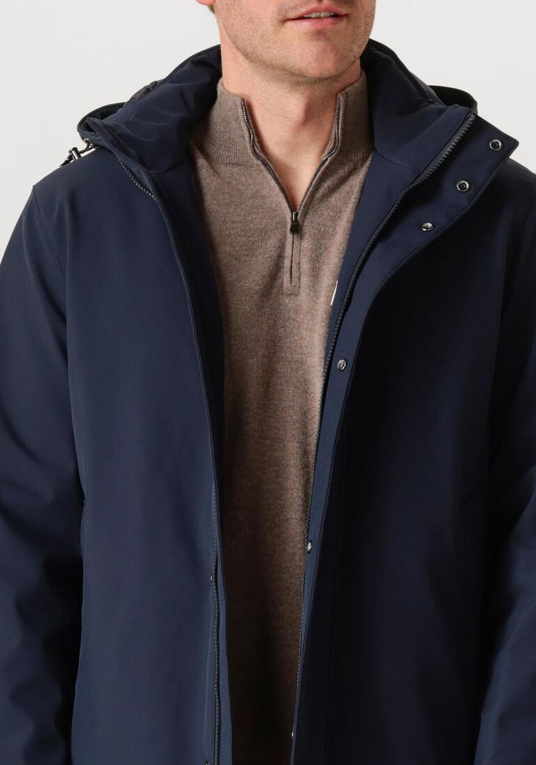 donkerblauwe woolrich parka's soft shell barrow mac coat