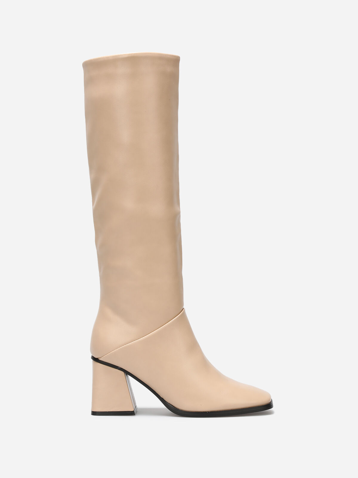 Bottes talon trapèze et bout carré- Beige