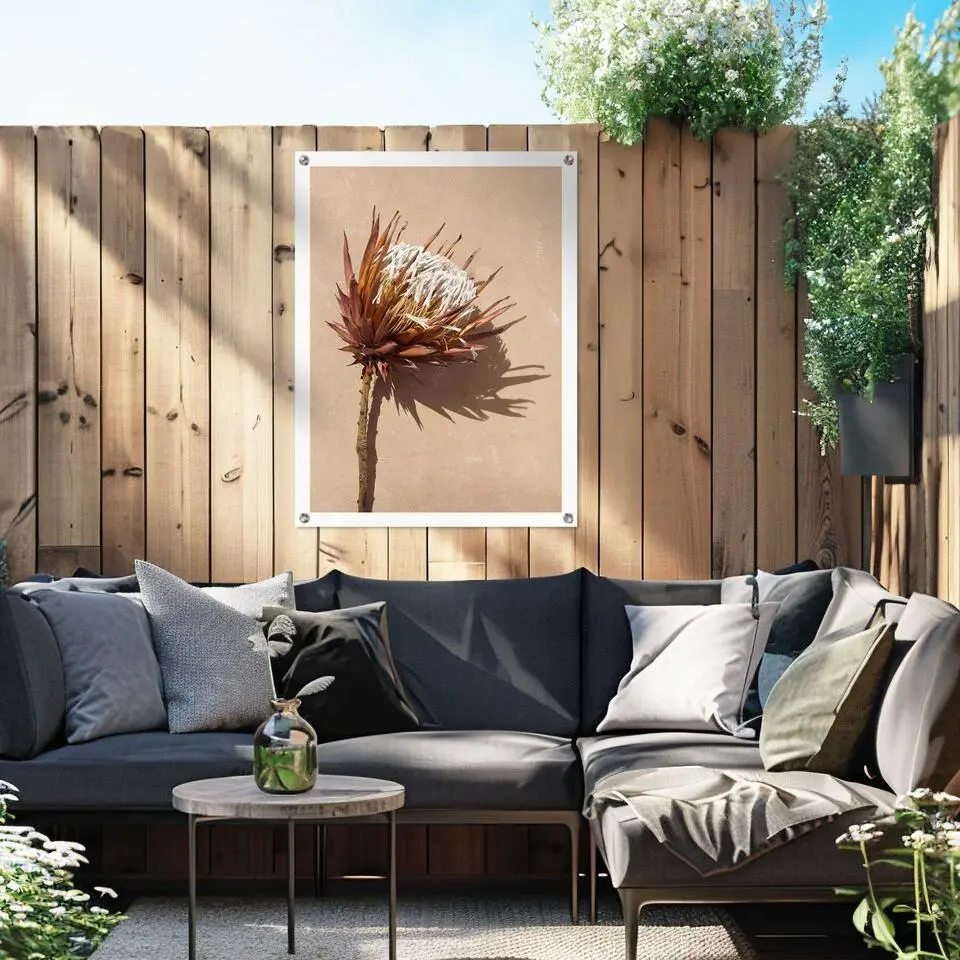 Tuinposter Schaduw bloem - 80x60cm - Bruin