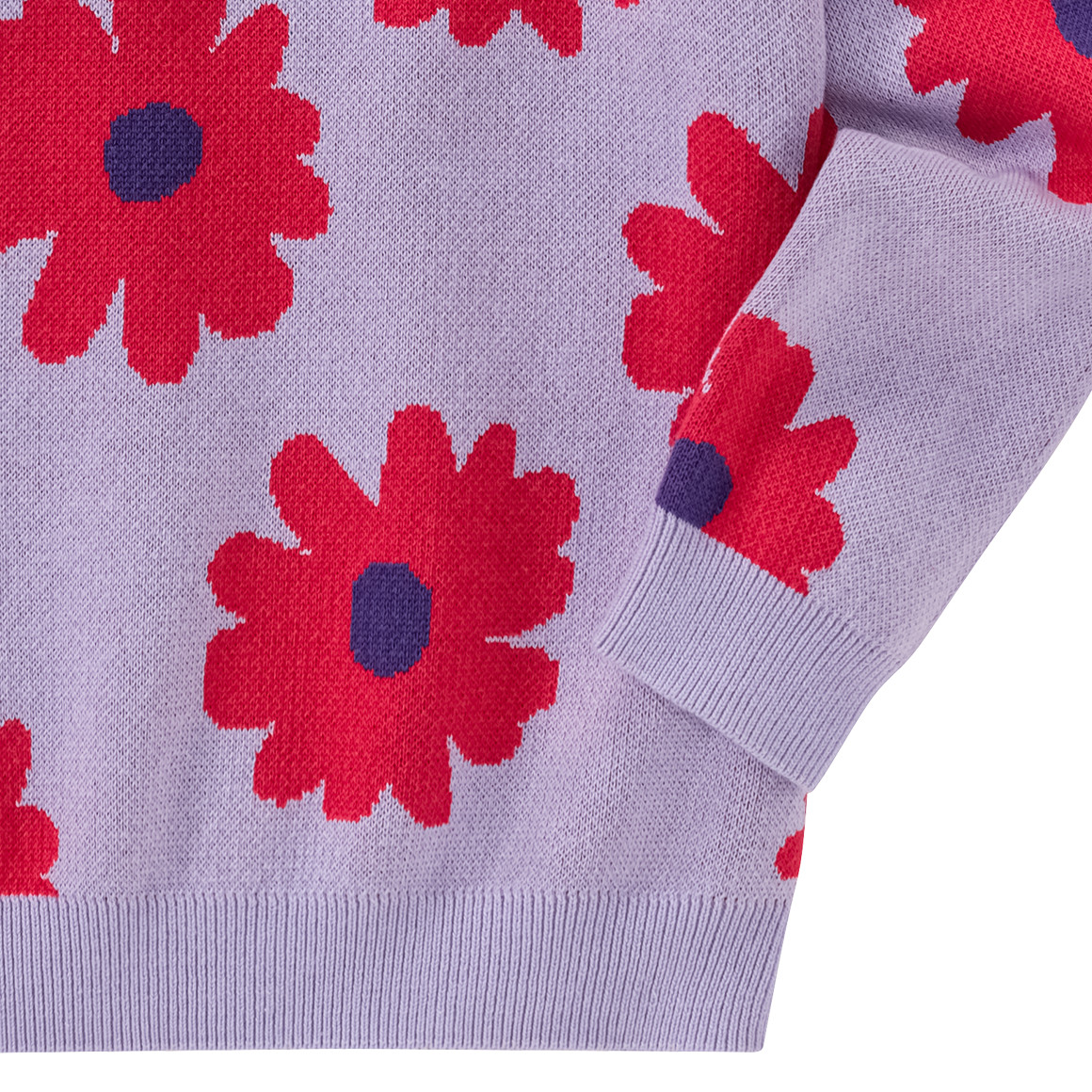 Jonas Nielsen Mädchen Strickpullover mit Blumen-Allover helllila