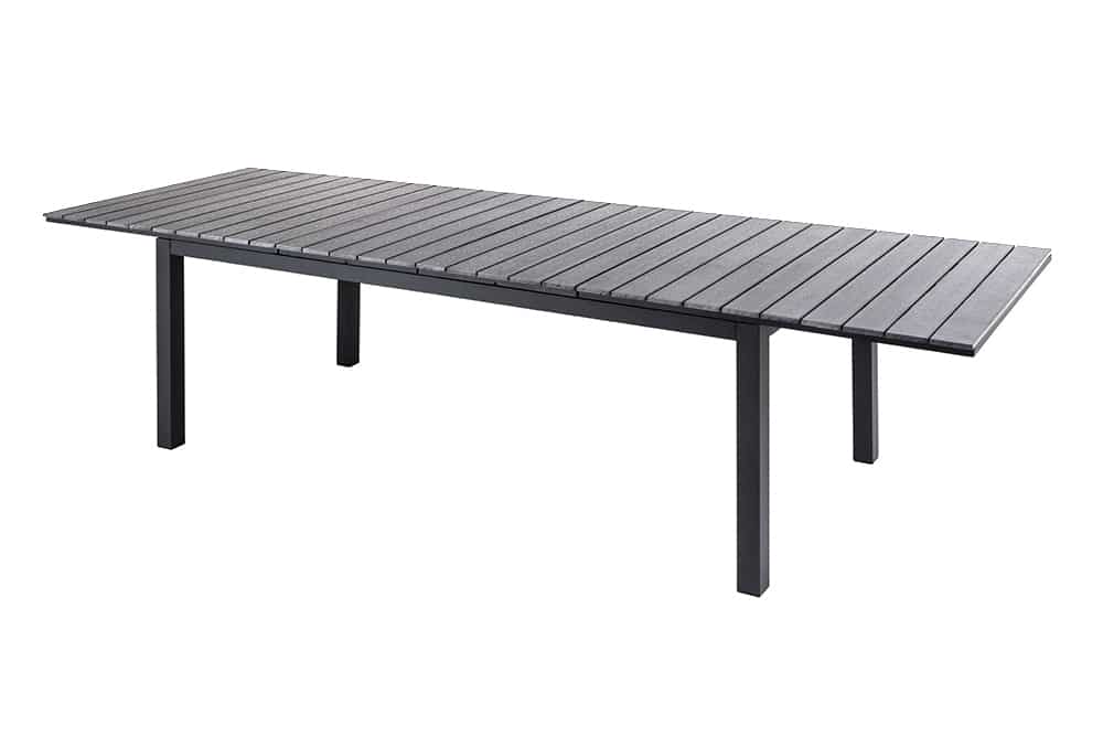 Ausziehbarer Gartentisch DESIGNO 200-250-300cm grau Aluminium In- und Outdoor Esstisch