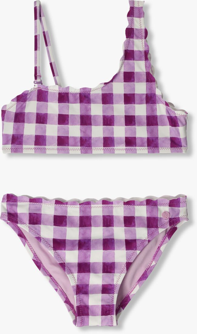 SCOTCH & SODA paarse scotch & soda  printed check scallop edge one-shoulder bikini