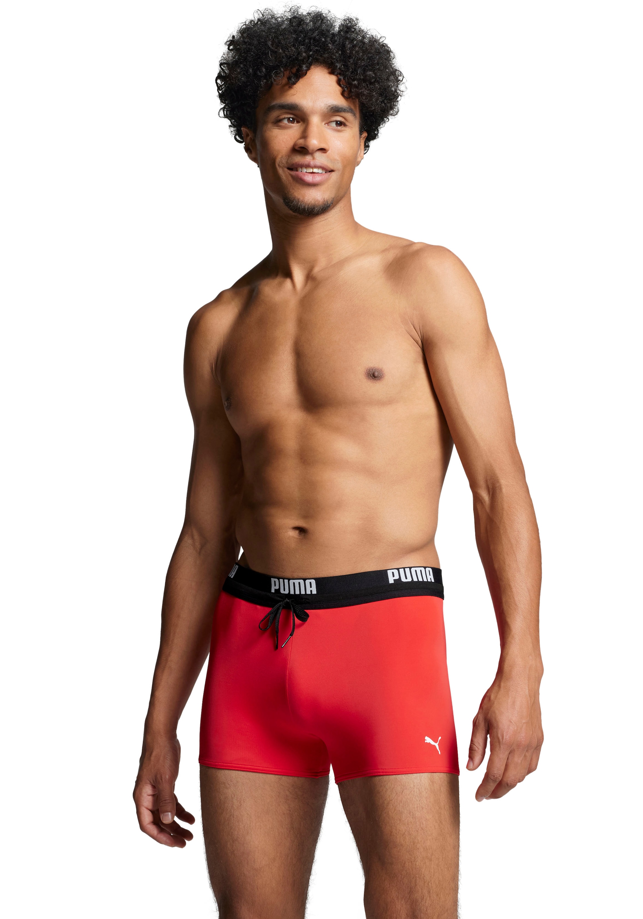 PUMA Badehose »PUMA SWIM MEN LOGO TRUNKS«, elastischer Logobund mit integriertem Kordelzug