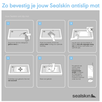 Sealskin antislip douchemat Ribb 55x55 cm wit (inclusief zwarte haak)