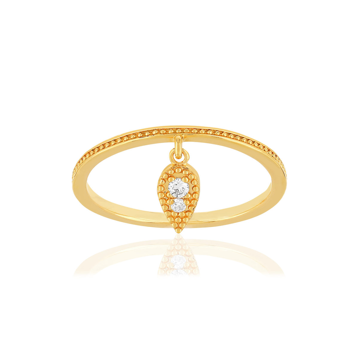 Bague plaqué or zirconias motif goutte