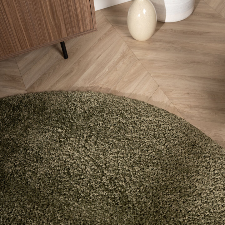 Rond Hoogpolig vloerkleed -  Wish Groen