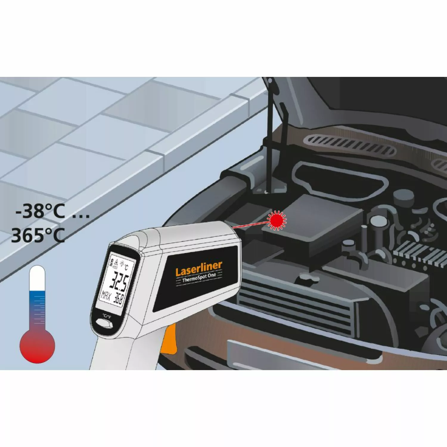 Laserliner ThermoSpot One Infrarood Thermometer met laser - bereik -38°C t/m 365°C