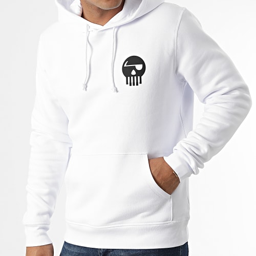 Sweat Capuche Logo Chest And Back Blanc Noir