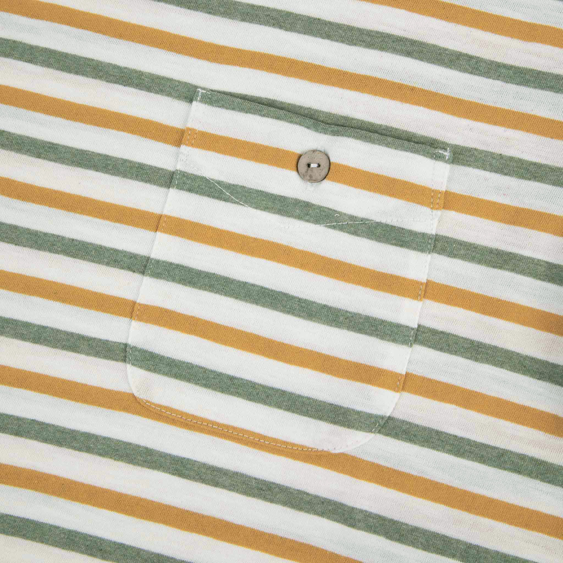 T-shirt rayé vert & ocre coton et coton recyclé - modèle olonne