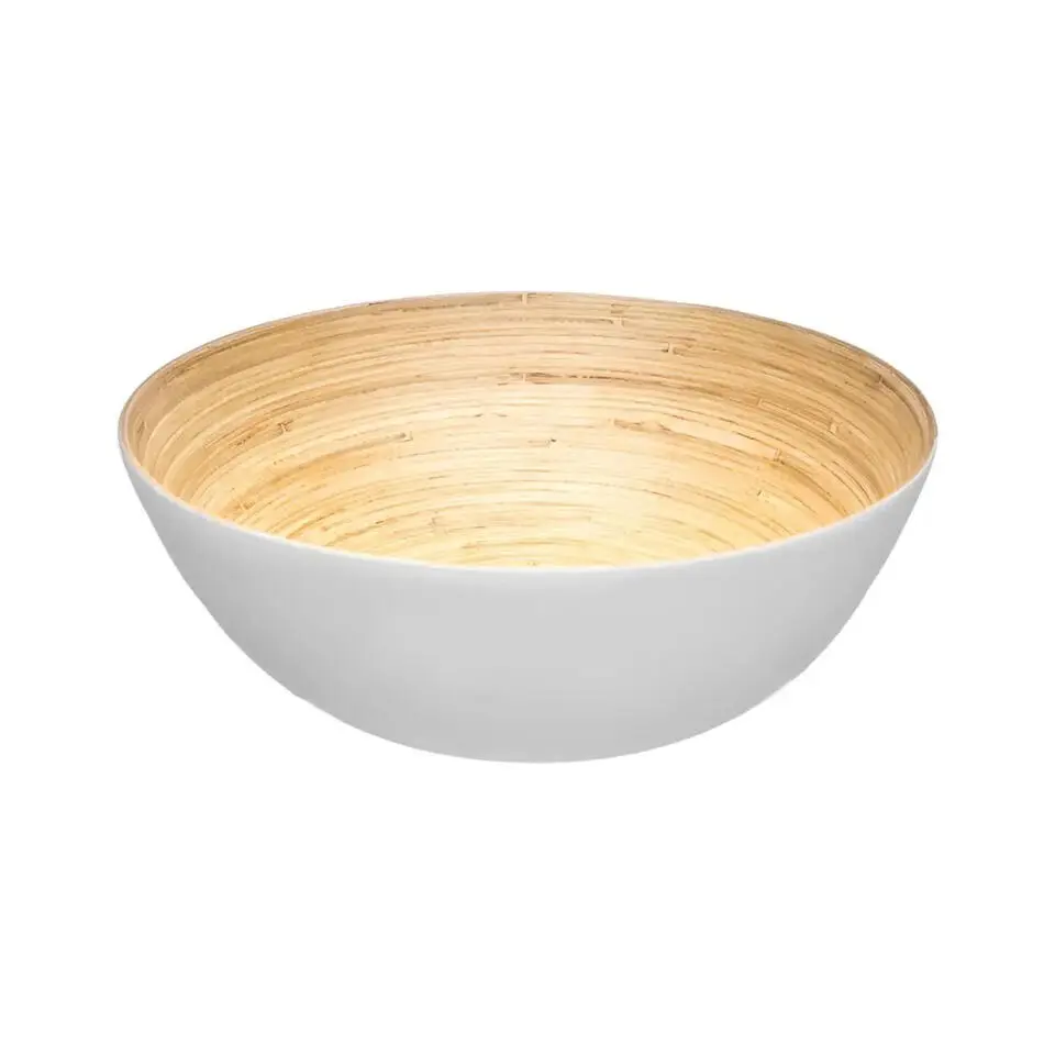 Secret de Gourmet Slakom/serveer schaal - bamboe - wit - D25 cm