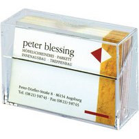 Boîte pour cartes de visite plastique rigide, capacité 100 cartes L 9,5 x H 6 x P 3 cm transparent