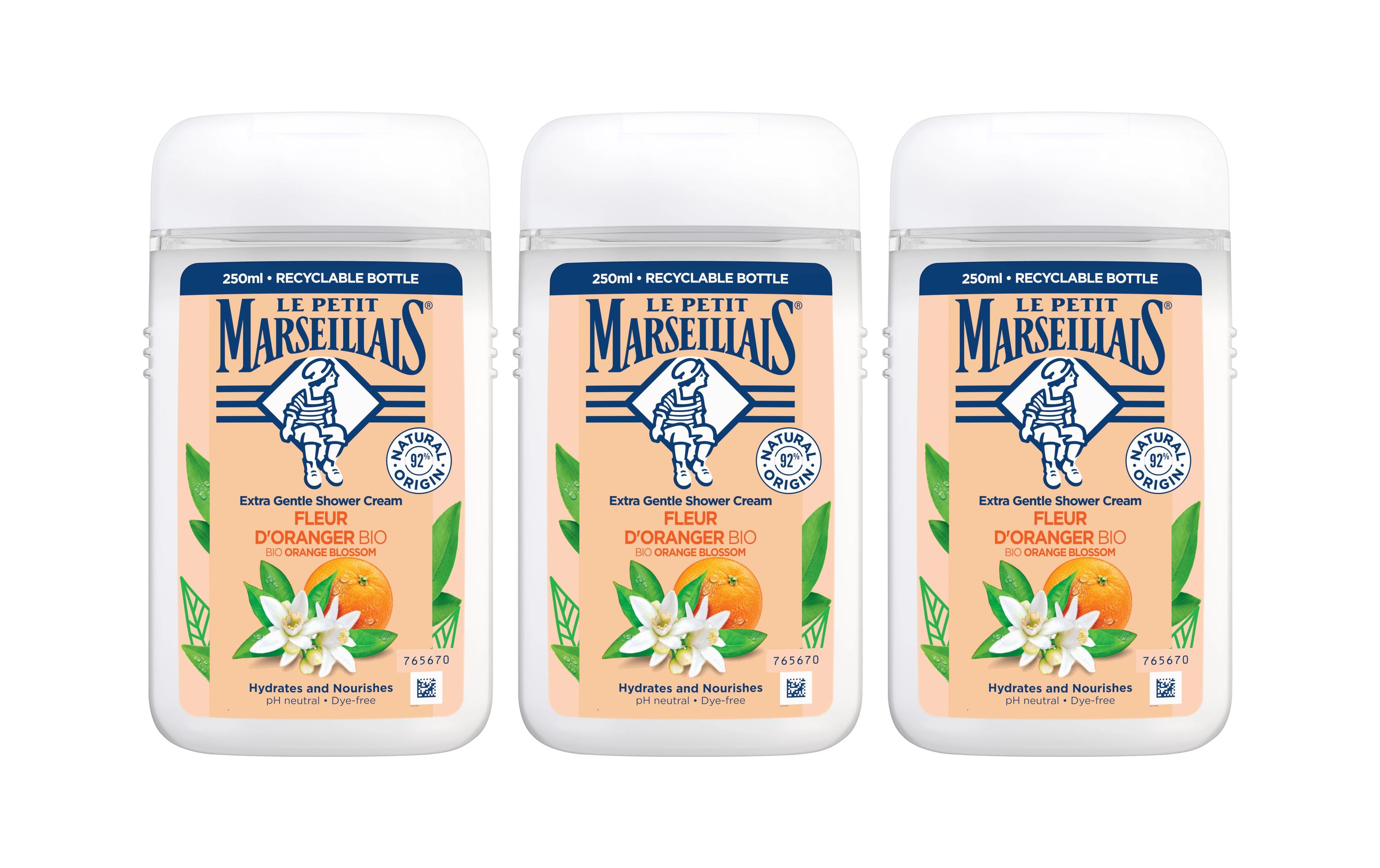 Duschgel BIO Orangenblüte 3 x 250 mlFeuchtigkeitsspendendes Duschmittel mit dem Duft der Orangenblüte