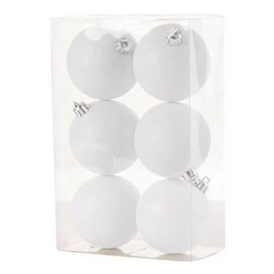 Cosy & Trendy Kerstballen - 6x st - wit - glitters - 8 cm