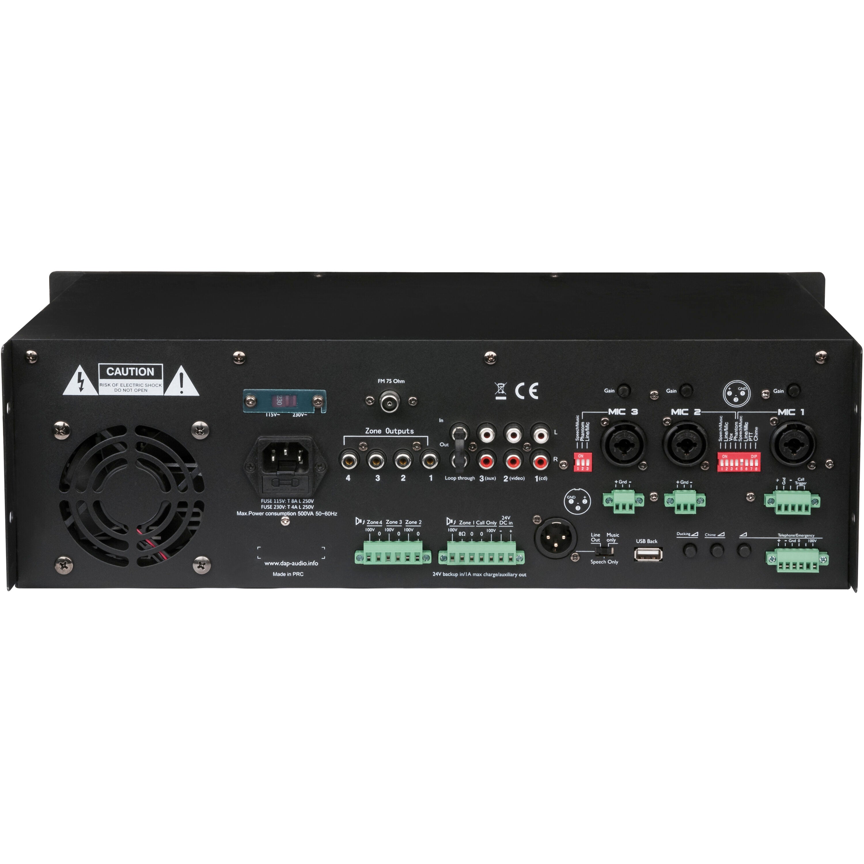 DAP ZA-9250VTU 100 Volt 4-zone mixer/versterker - 250 Watt