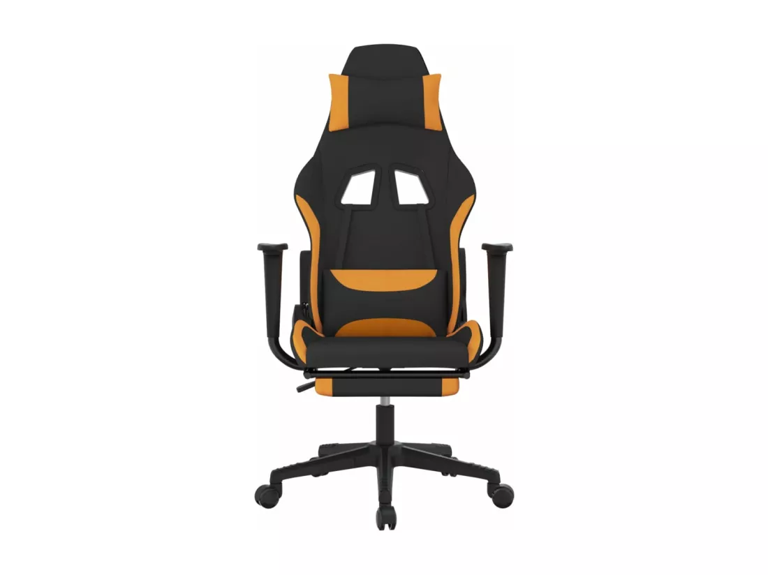 Chaise de jeu avec repose-pied Noir et orange Tissu