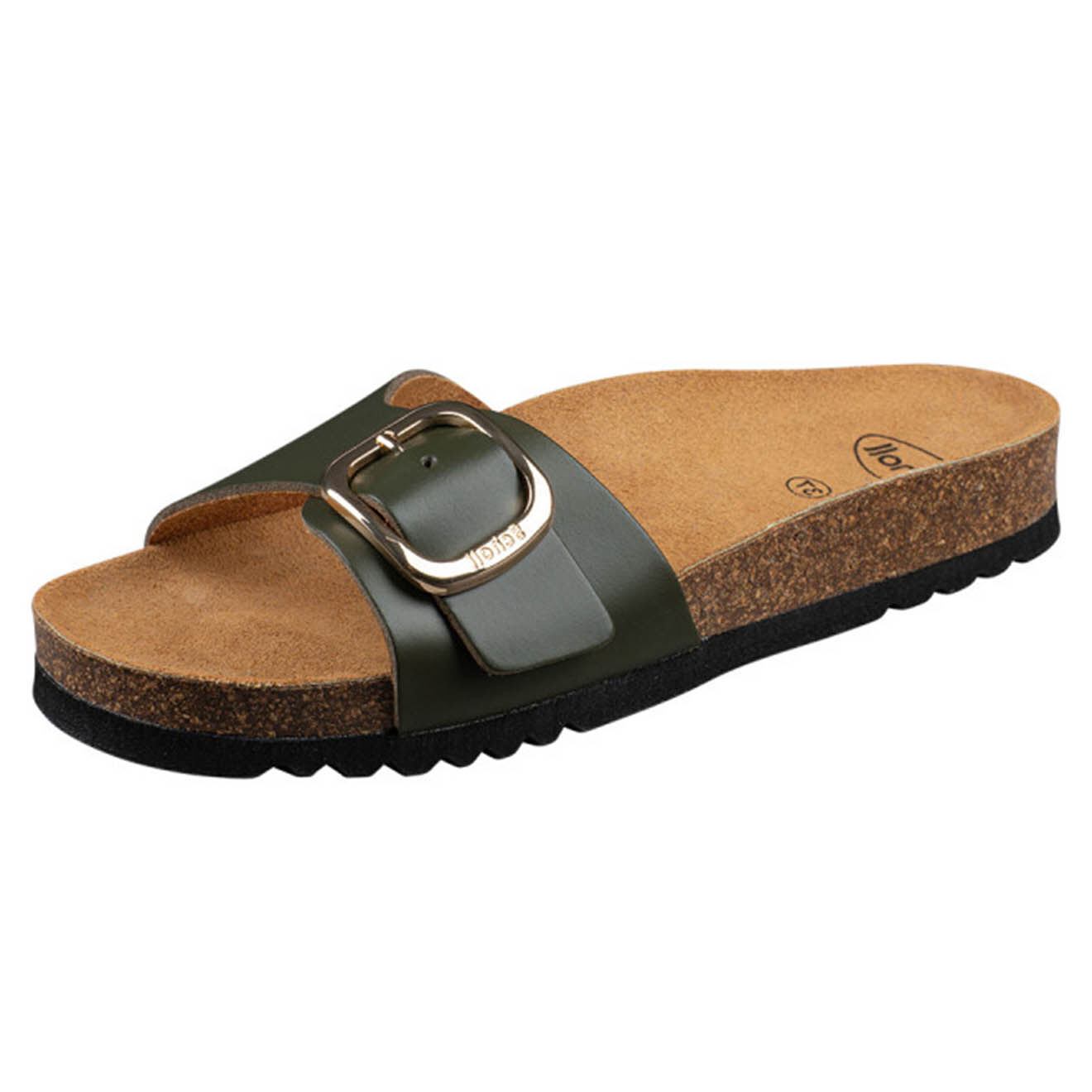 Scholl Mules en Cuir Kathleen kaki