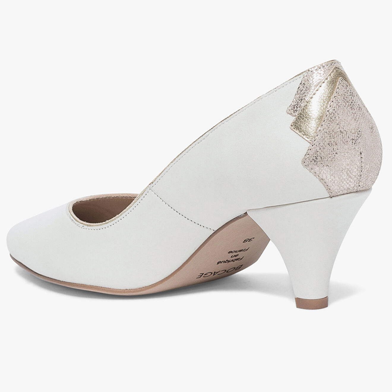 Bocage Escarpins en Cuir Izold blancs - Talon 6 cm
