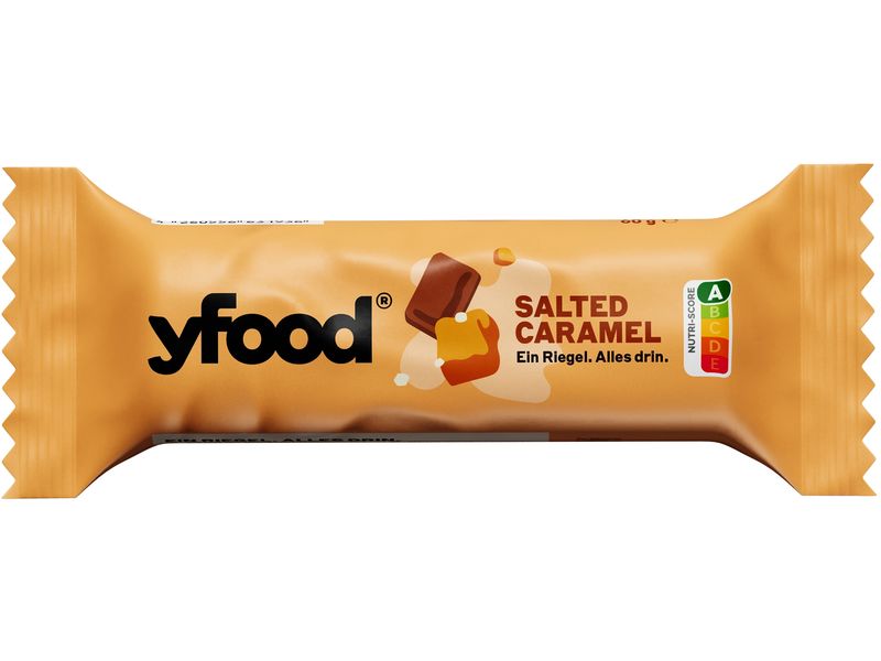 YFOOD Riegel Salted Caramel 12 x 60 g High-Protein Riegel ohne Zuckerzusatz