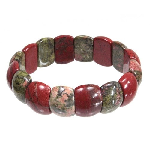 Bracelet minéral unakite jaspe rouge
