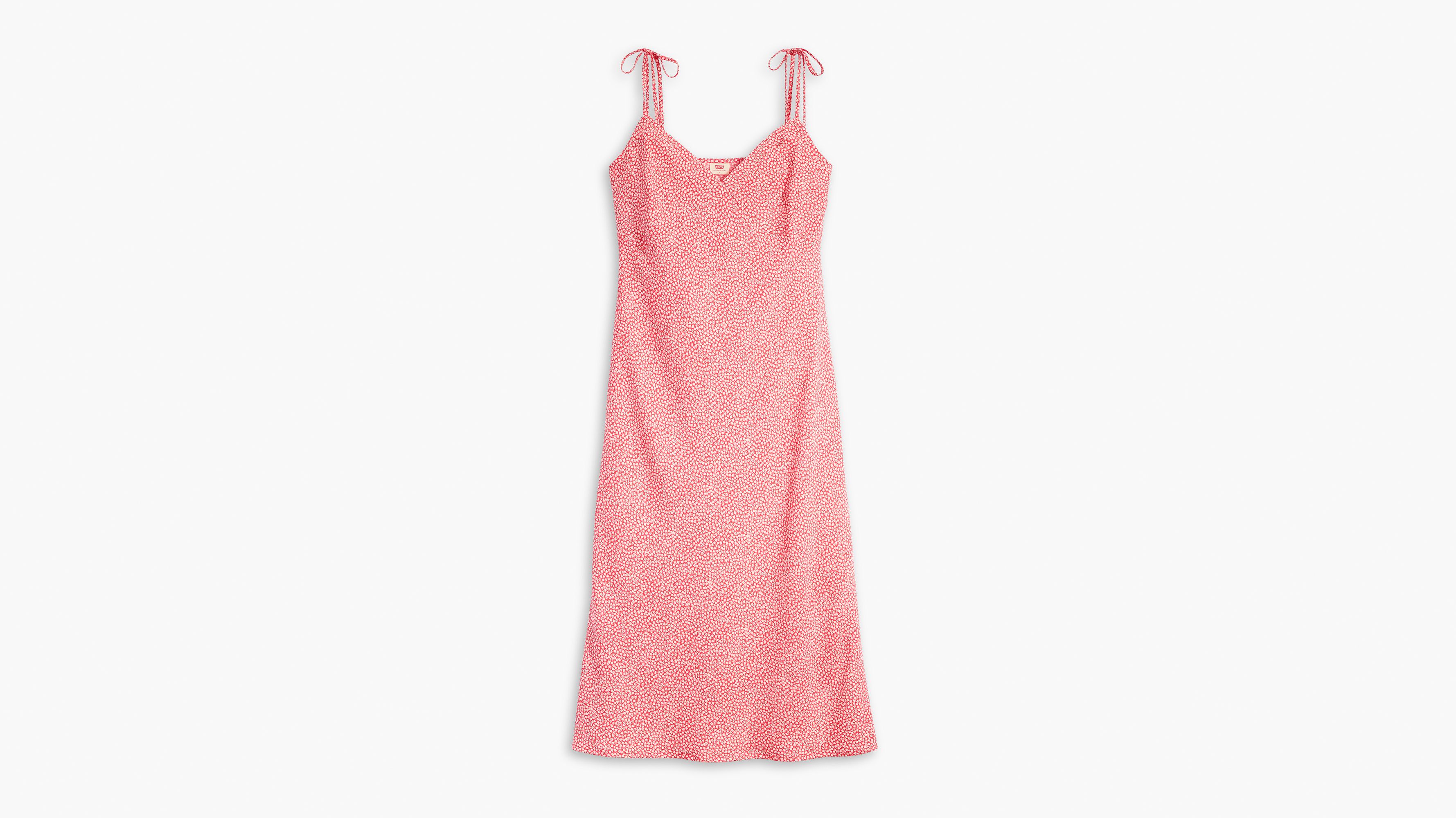 Robe mi-longue Rena - Olive Floral Coral Red - Rouge