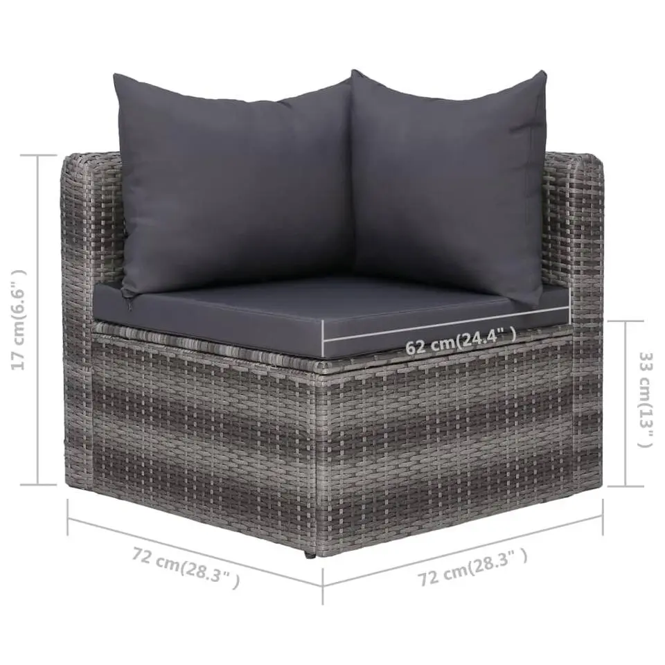 vidaXL - Loungeset - Grijs - Poly rattan