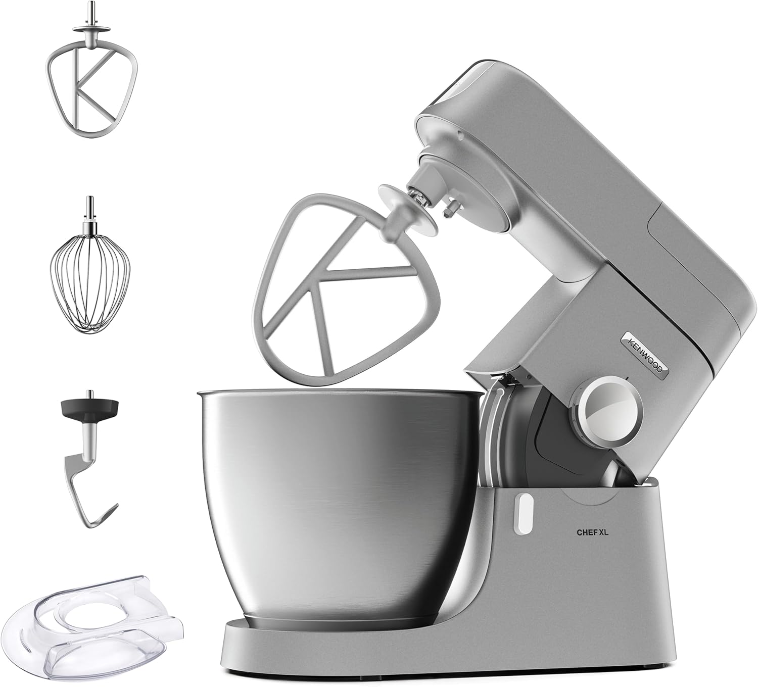 Kenwood Chef XL KVL4100S – Küchenmaschine mit großer 6,7 l Edelstahl-Rührschüssel, multifunktionaler Küchenhelfer, 1200 W, inkl. 3-teiligem Patisserie-Set, silber