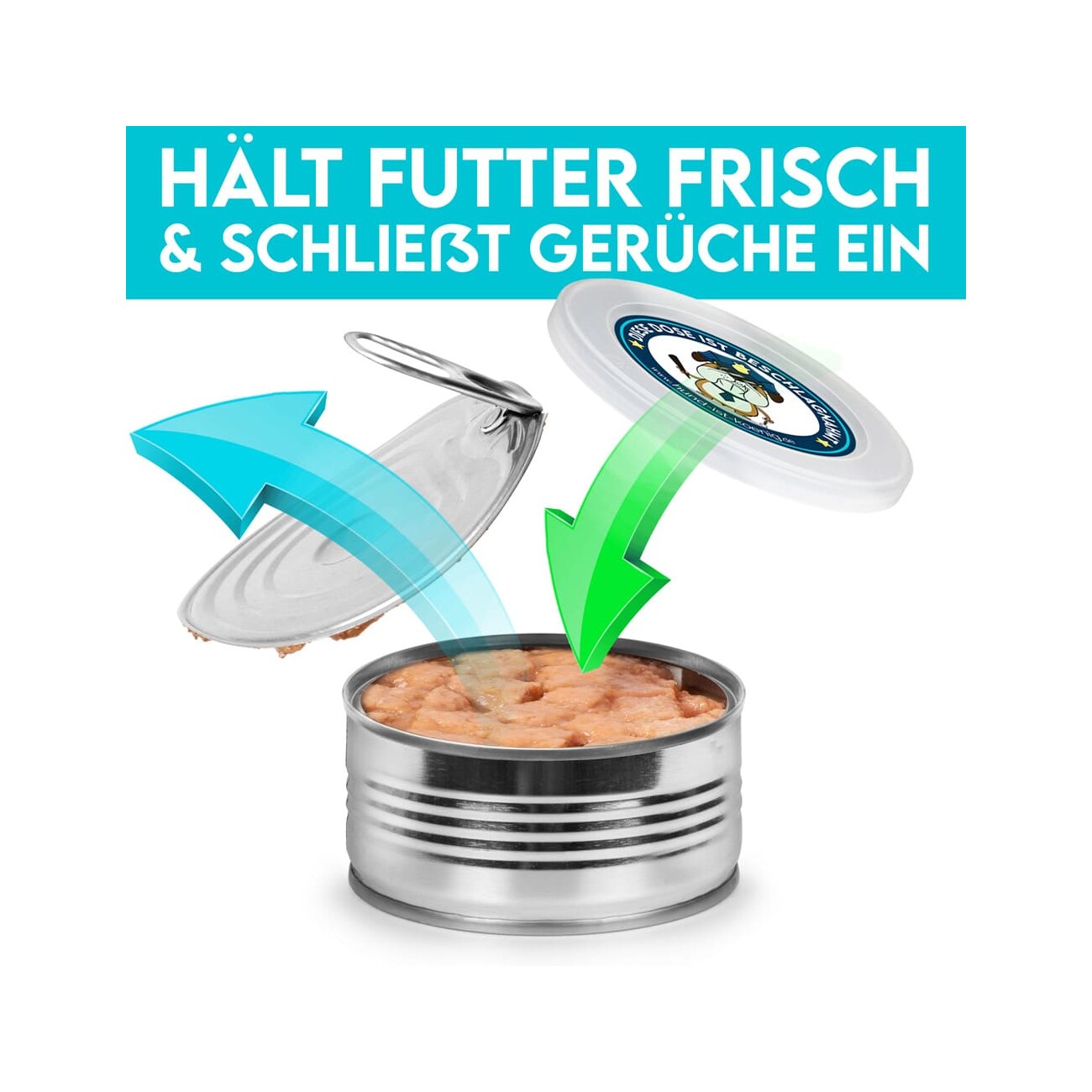 HUND IST KÖNIG Dosendeckel, Deckel für Dosen halten Tierfutter frisch, schließen Gerüche ein - 800g