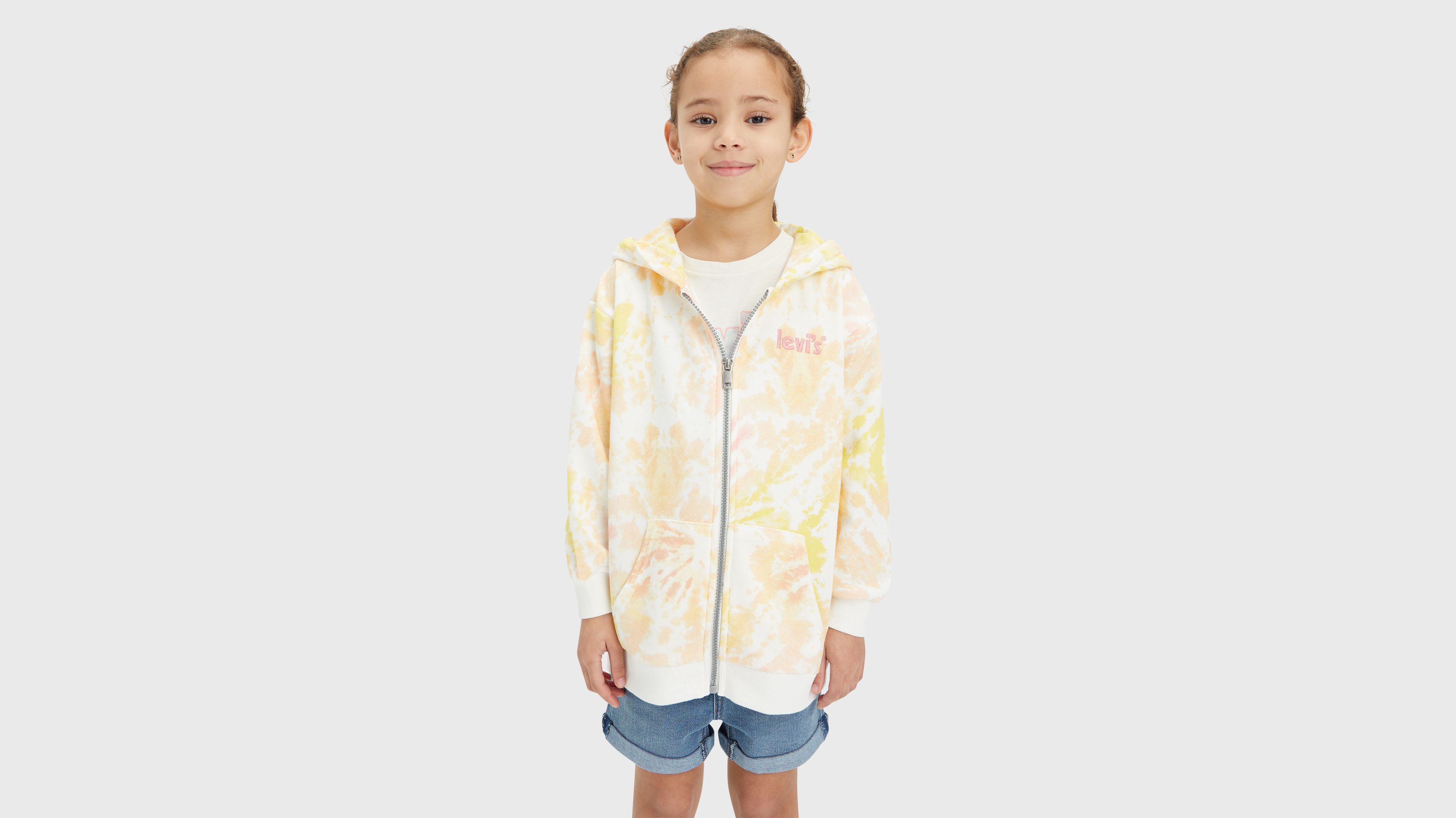 Sweat à capuche zip intégral oversize imprimé - White Alyssum - Blanc