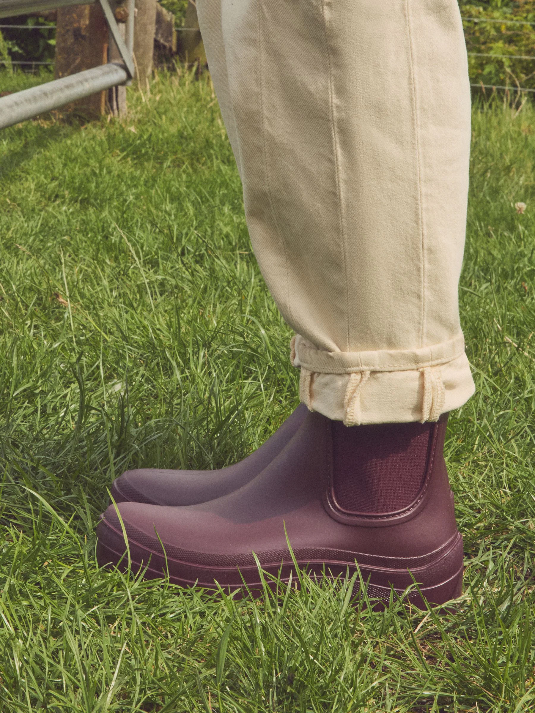 Bordeauxrood - Faux Fur Lined Chelsea Ankle Wellies