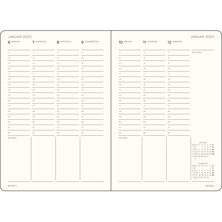 Leuchtturm Wochenkalender 12 Monate Wochenplaner