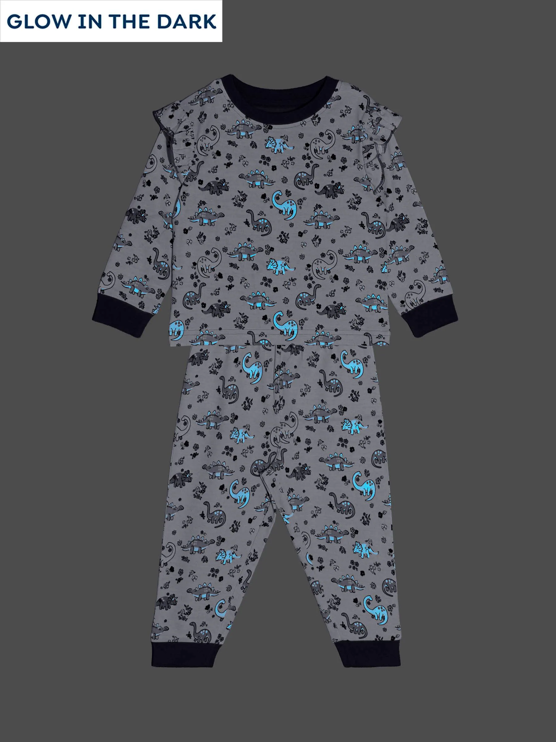 Lila met dinosaurus - JoJo Maman Bébé Print Glow In The Dark Jersey Pyjamas