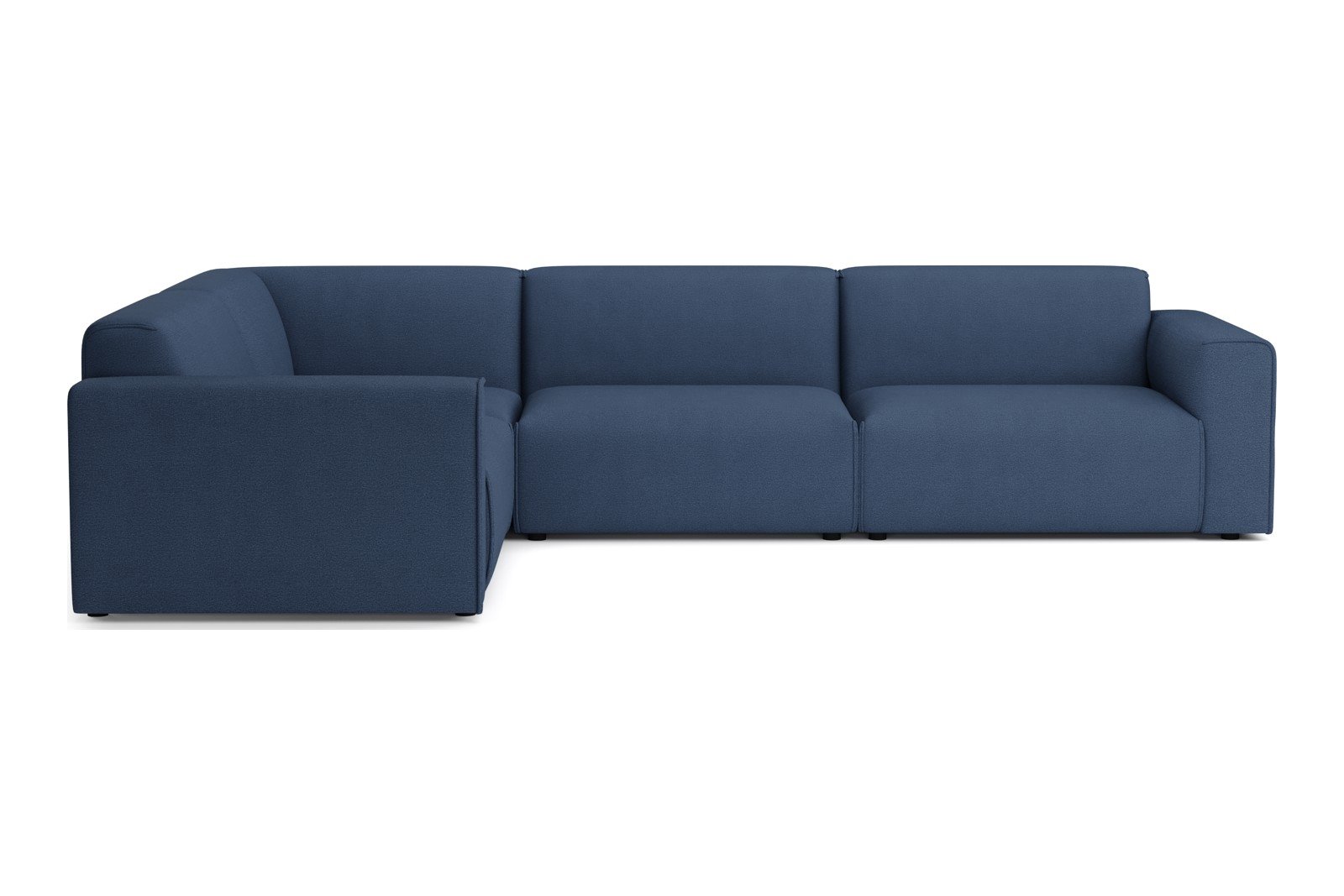 Monaco hjørnesofa 1,5/3 hjørnesofa. Tekstil Brego 86 Blue med sorte ben. Std komfort.