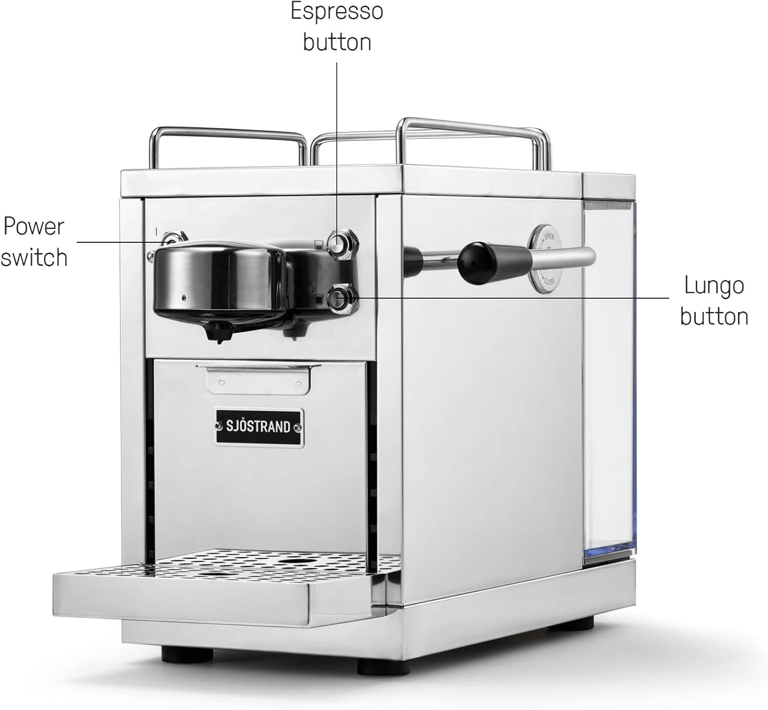 Sjöstrand The Original Espressomaschine - Nespresso-kompatibel, Edelstahlgehäuse, Skandinavisches Design