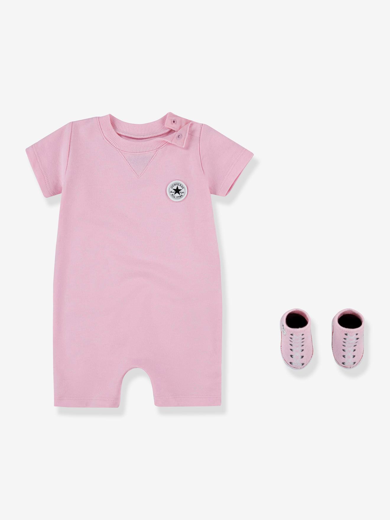 Conjunto de duas peças com macacão curto + meias rosa Converse Lil Chuck