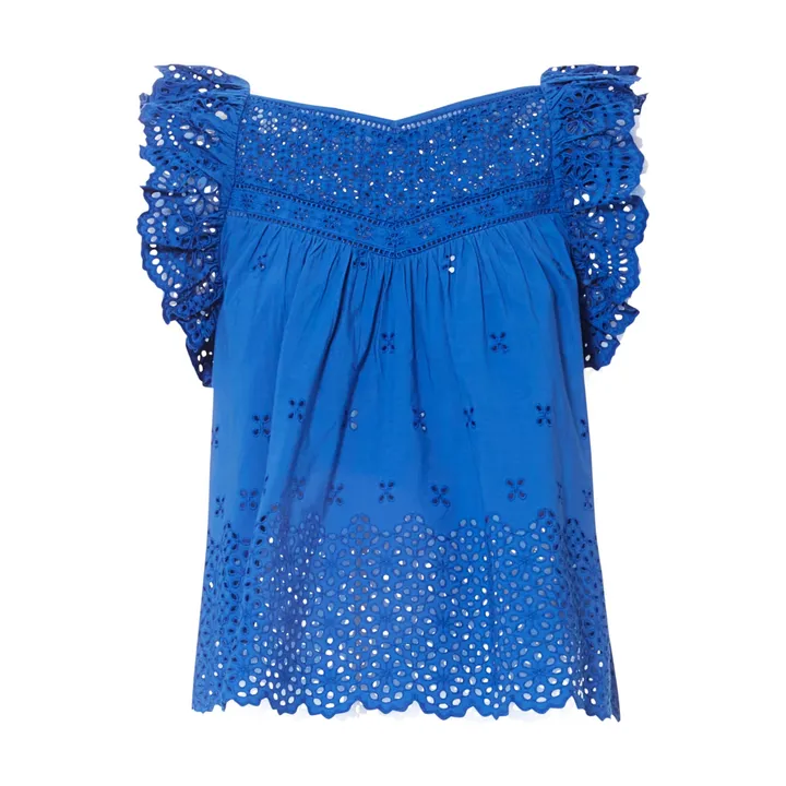 Ulla Johnson Blouse Leona Popeline de Coton | Bleu