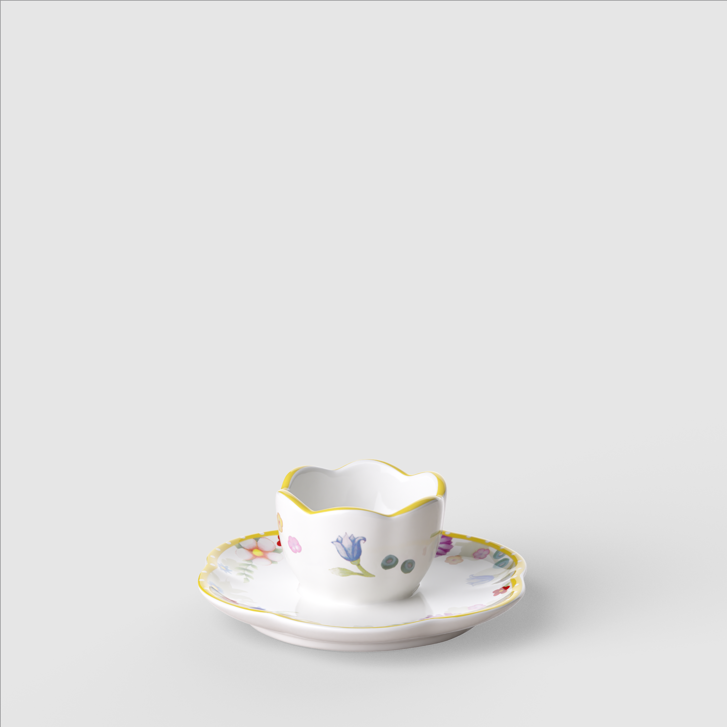 Spring Awakening Egg cup plate Yellow, Premium Porcelain