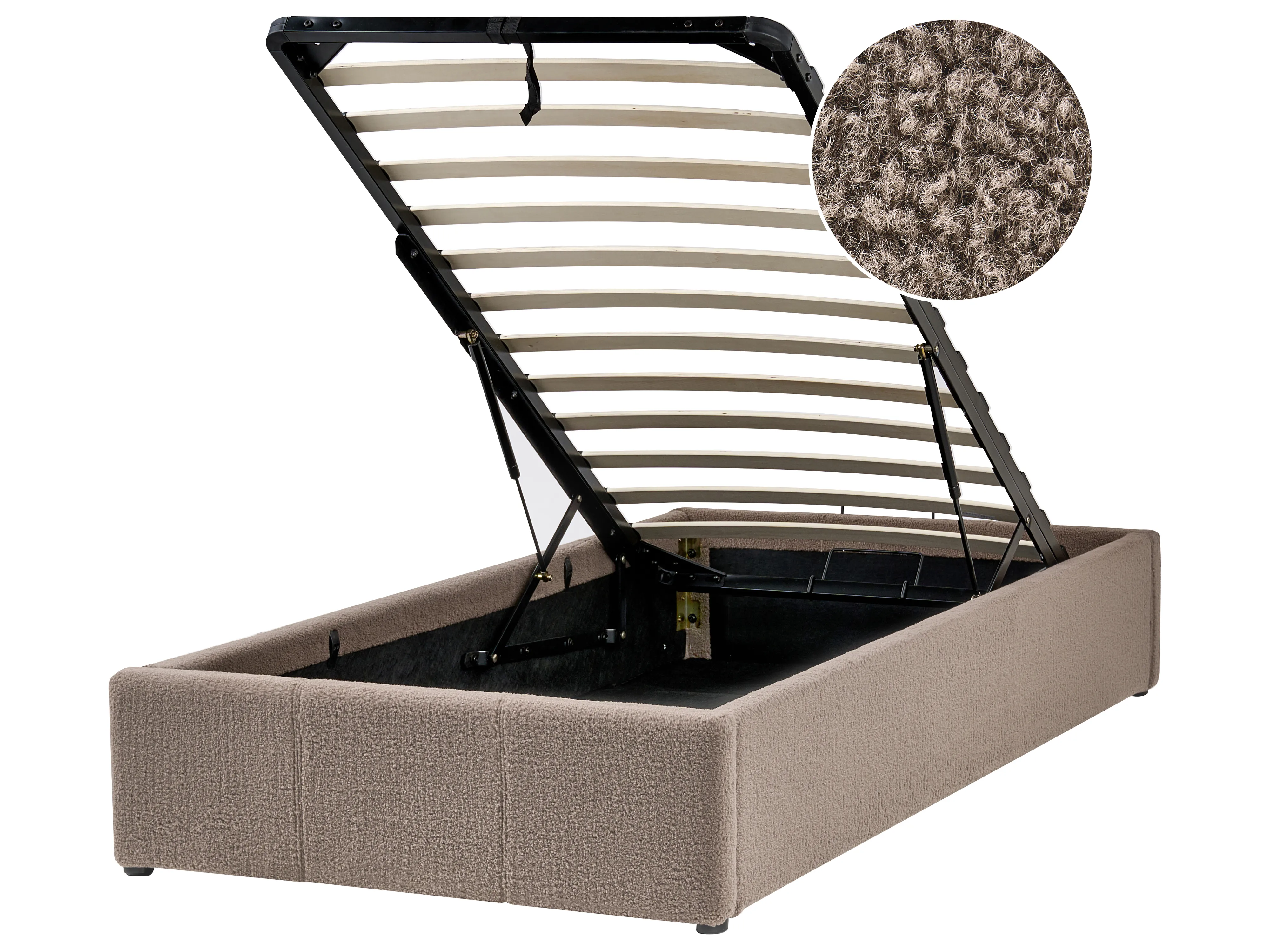 Opbergbed zonder hoofdbord Bouclé DINAN 90 x 200 cm Taupe