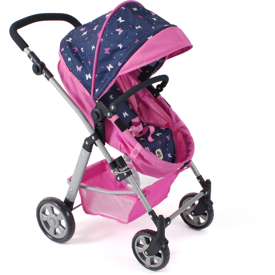 BAYER CHIC 2000 Kombi-Puppenwagen NELE Butterfly navy-pink