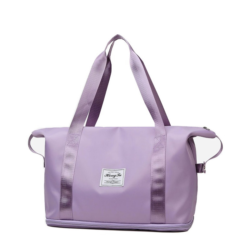 (42x22cm) Wasserabweisende Reisetasche Handgepäck Weekender Sport Tragetasche mit Erweiterung und Gepäckband - Lila